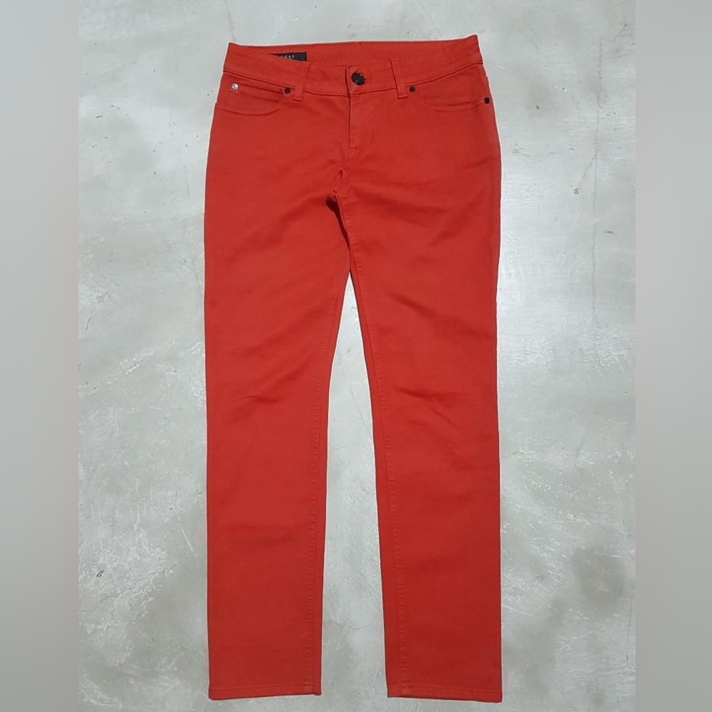 Gucci Logo GG Monogram Badge red Jeans - Picture 2 of 14